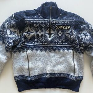 Spyder Boys Youth Navy and Light Gray Zip-Up Sweater